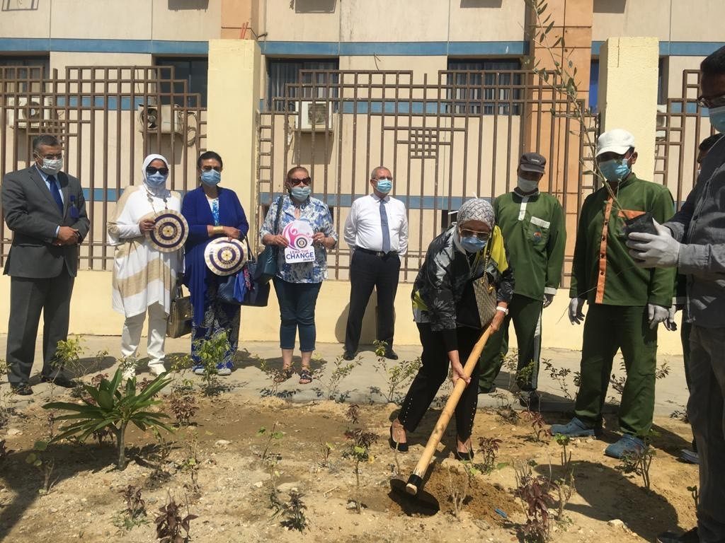1-Mrs Nabial Galal President of IWC of Nile Planting a tree herself