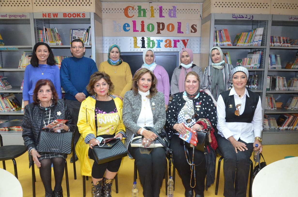 6- Mona Aref D95 Chairman , Zeinab Taki PD Chairman ,Riri Kotb & Soha shams at Heliopolis Public Library