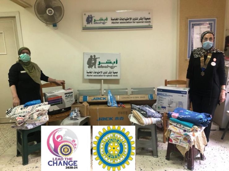 1-President of IWC of Alexandria donating sewing machines & sewing material to Abcher Association for Special Needs