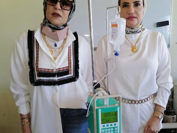 Iman El Gamal President of IWC of Alexandria El Nozha & the Syringe pump device