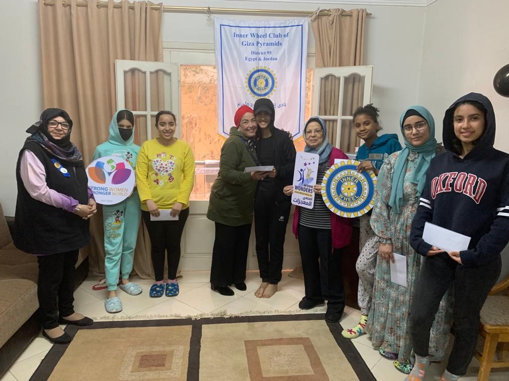 President & Club members of Giza Pyramid at Qatar El Nada Orphanage home for girls