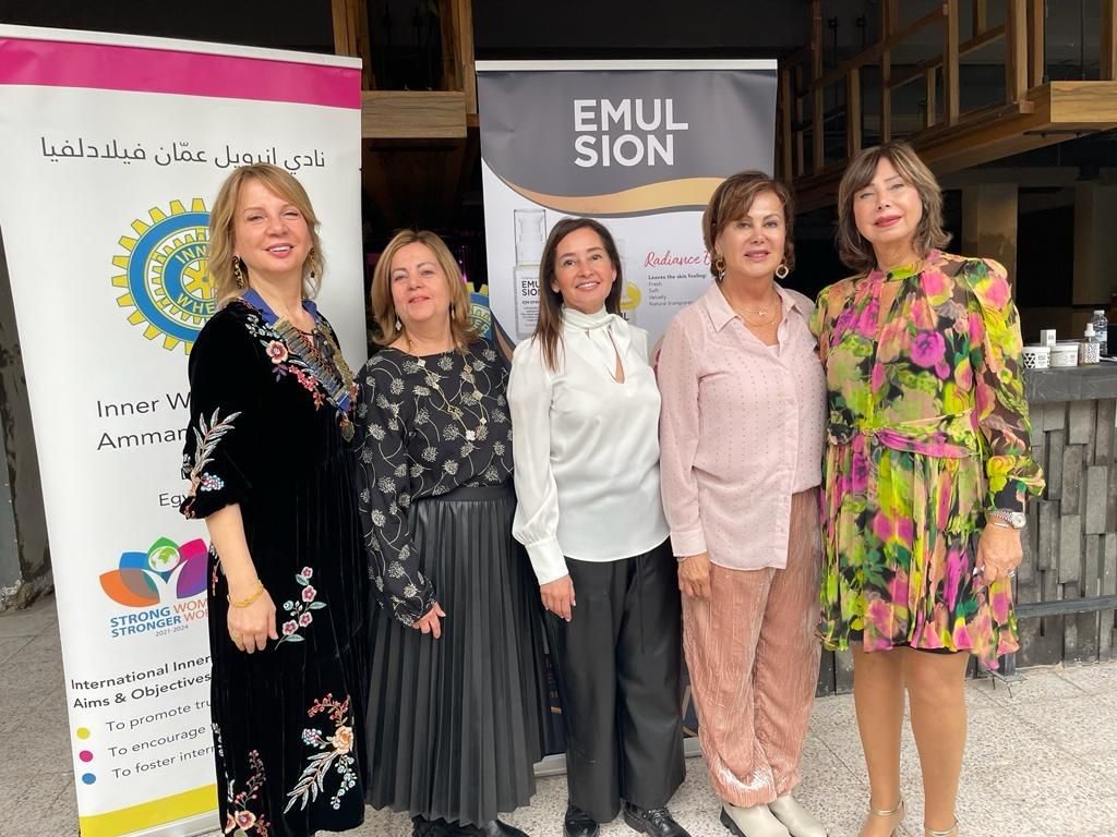 1-Members of IWC of Amman Philadelphia and Ms Helen Banayan Abu Khader the owner of Emulsion company for cosmetics.